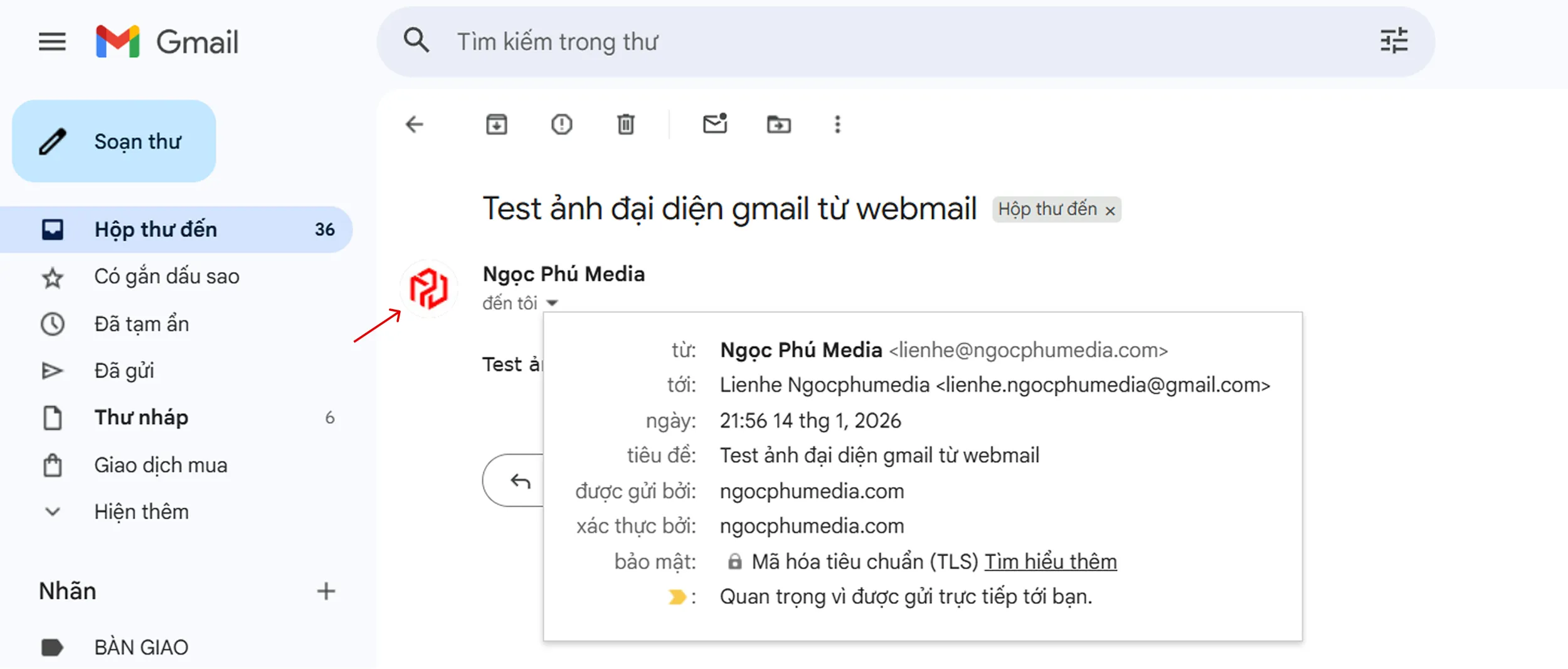 Hướng dẫn hiển thị ảnh đại diện gmail - Ngọc Phú Media