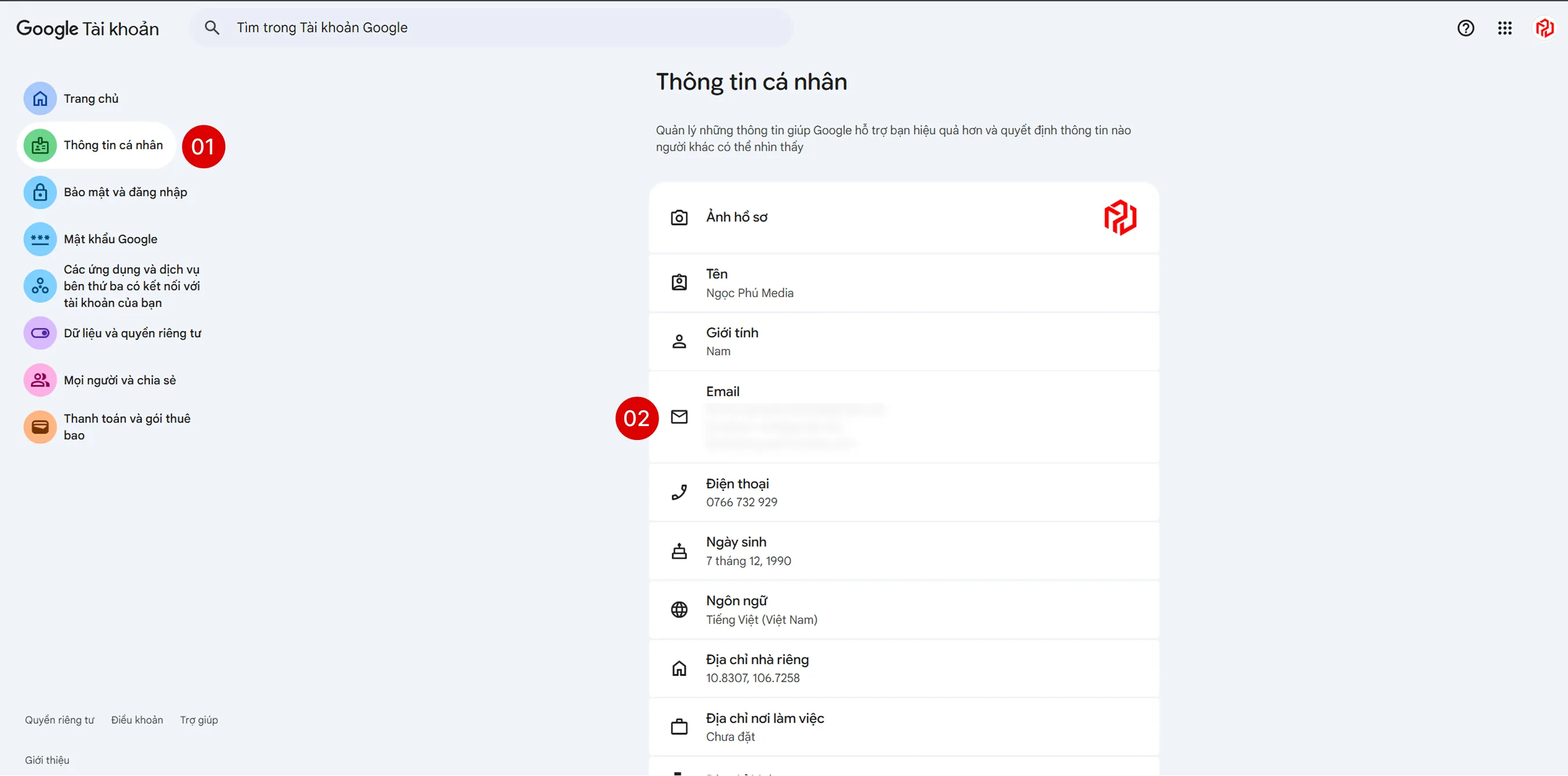 Hướng dẫn hiển thị ảnh đại diện gmail - Ngọc Phú Media