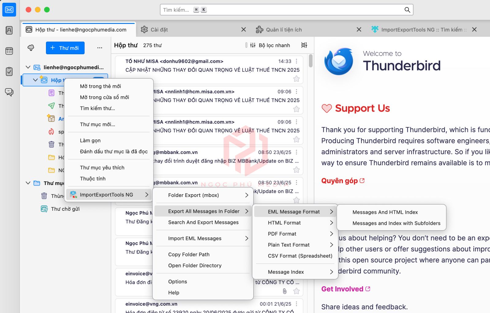 backup mail | Ngọc Phú Media