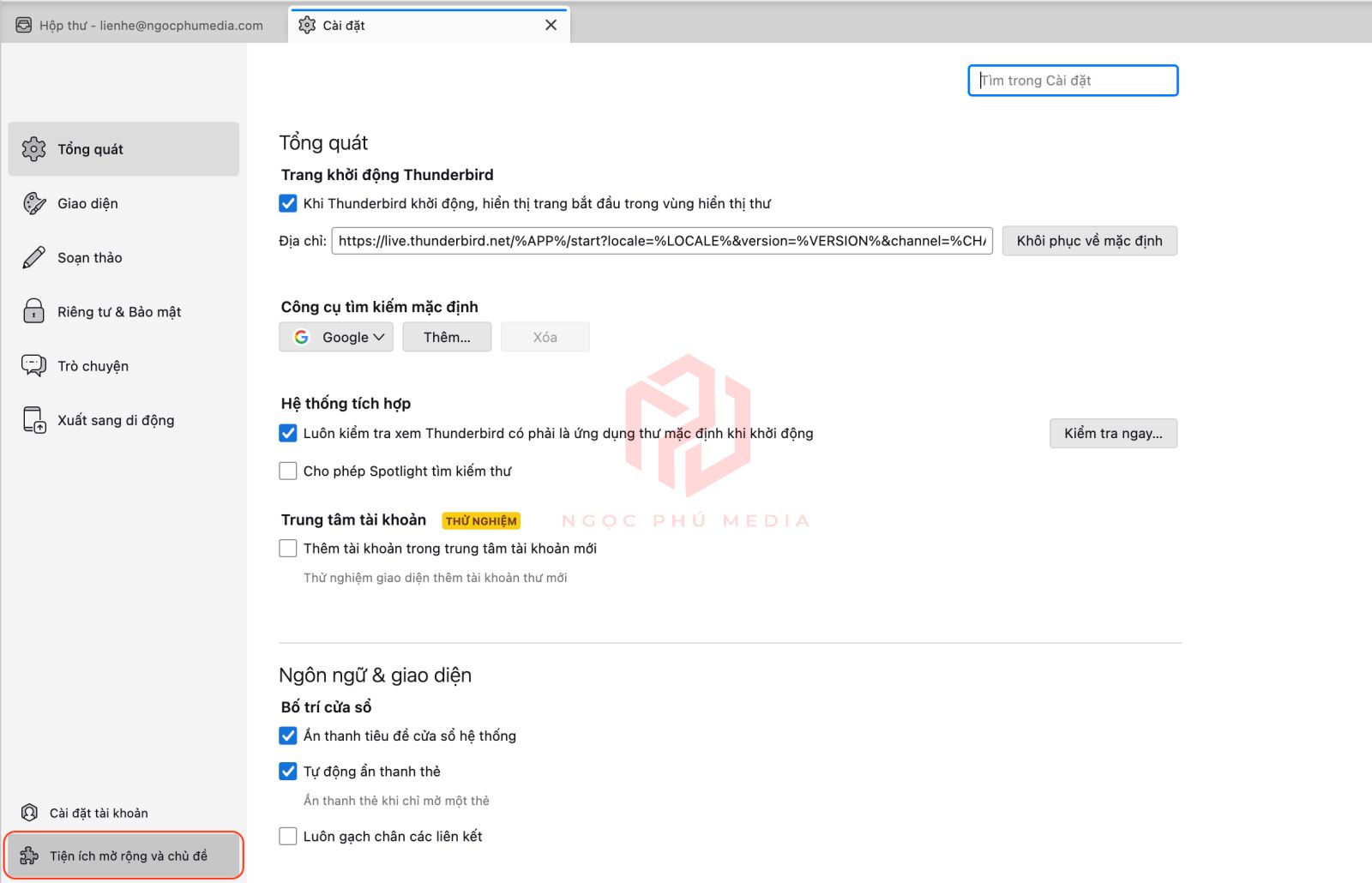 backup mail | Ngọc Phú Media