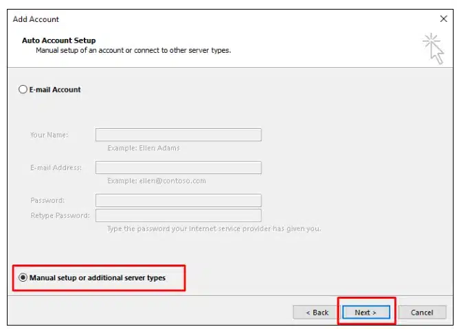 Hướng dẫn cài đặt email trên Outlook đơn giản và chi tiết 25 Manual setup or additional server types