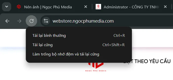 Hướng dẫn xóa cache và cookie Ngọc Phú Media