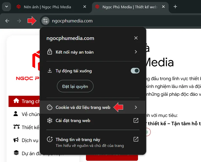 Hướng dẫn xóa cache và cookie Ngọc Phú Media