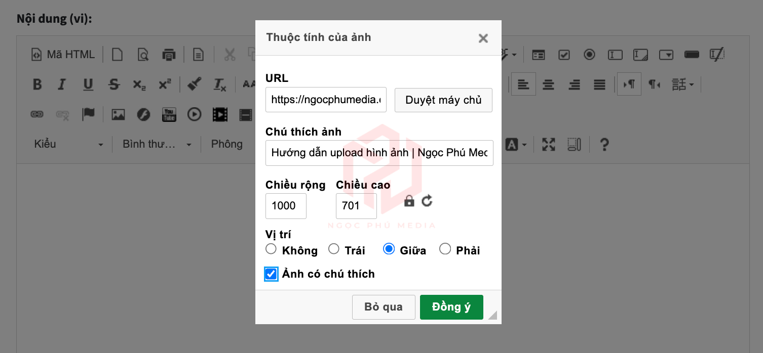 Hướng dẫn Upload hình ảnh Ngọc Phú Media